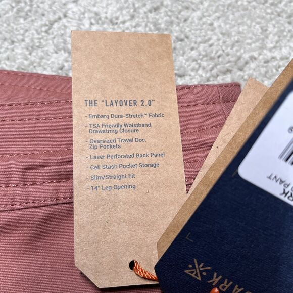 NWT Roark Layover 2.0 Travel Utility Pants Mens 33 Russet Orange Commuter Hiking - Picture 15 of 16